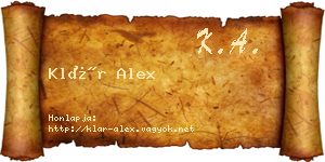Klár Alex névjegykártya